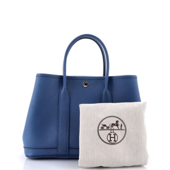Hermes Garden Party Tote Leather 30 Blue - Picture 2 of 9